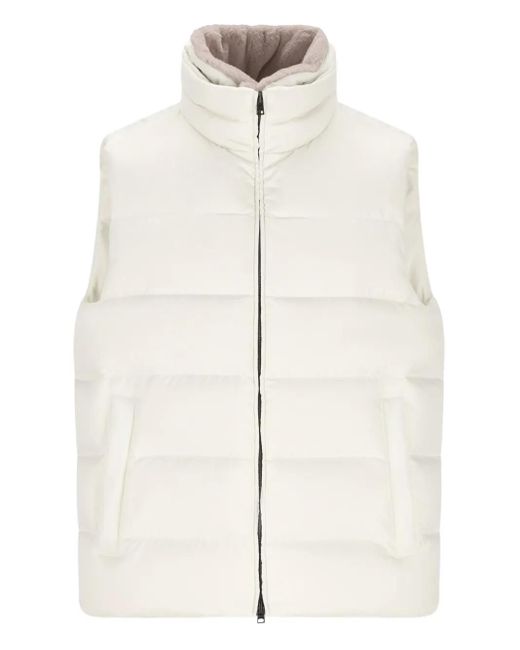 Herno White Striped Quilted Down Gilet for men