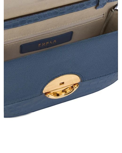Furla Sfera クロコエンボス ショルダーバッグ Blue