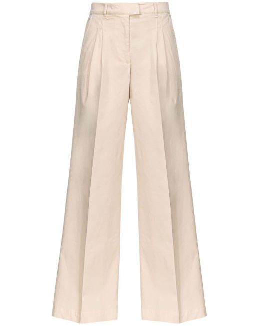 Pantalon en coton à taille haute Pinko en coloris Natural