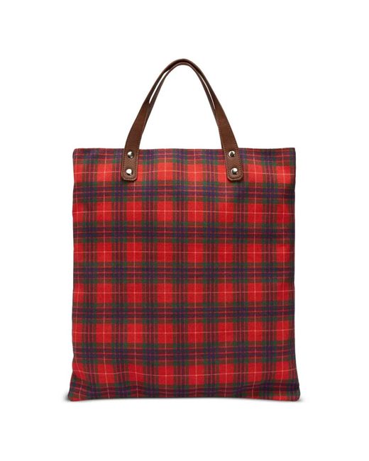 Baracuta Red Tartan-Pattern Tote Bag for men