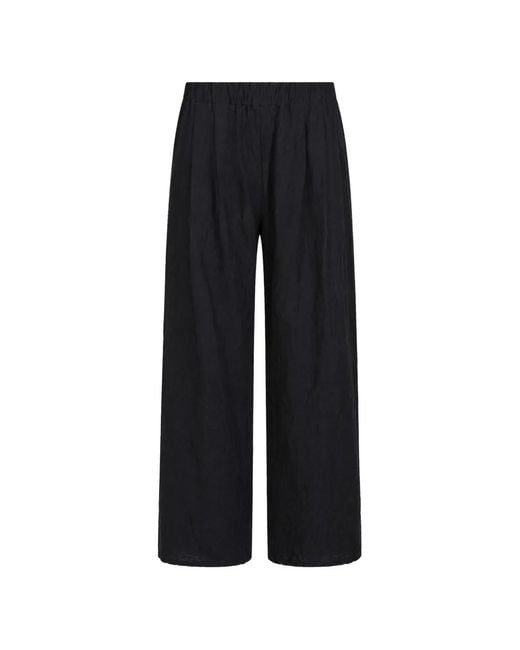Apuntob Black Crinkled-Effect Trousers