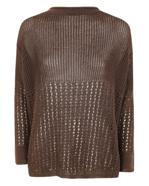 Max Mara Brown Pullover mit Lochstrickmuster