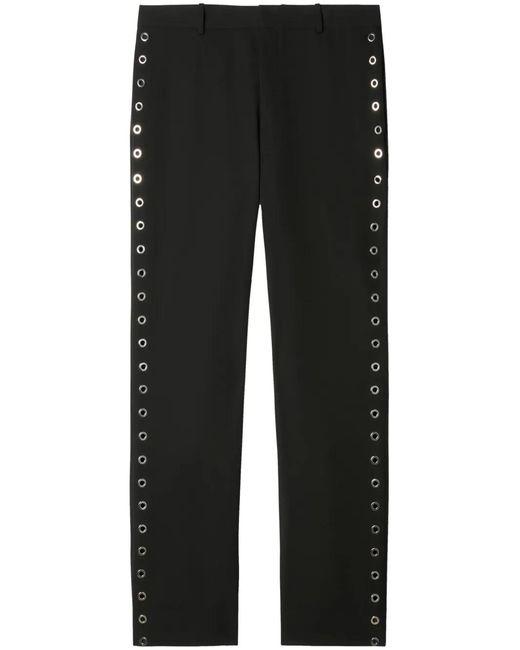 Off-White c/o Virgil Abloh Black Eyelet-Embellished Wool Trousers for men