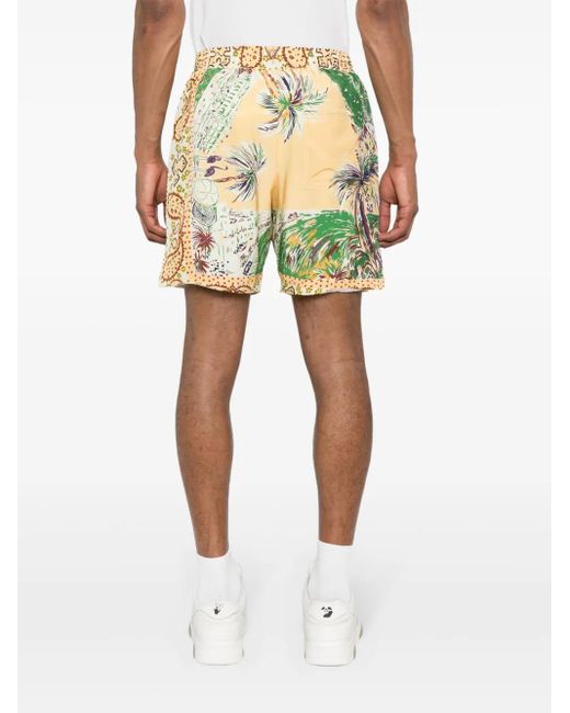 Rhude Green Palmina Silk Shorts for men