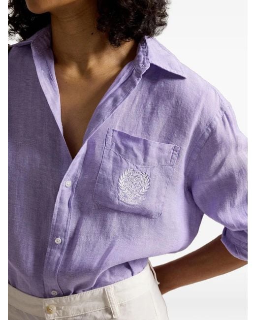 Polo Ralph Lauren Purple Wimbledon Embroidered Shirt