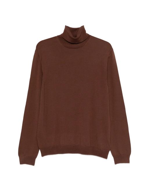 Zanone Brown Roll-Neck Sweater for men