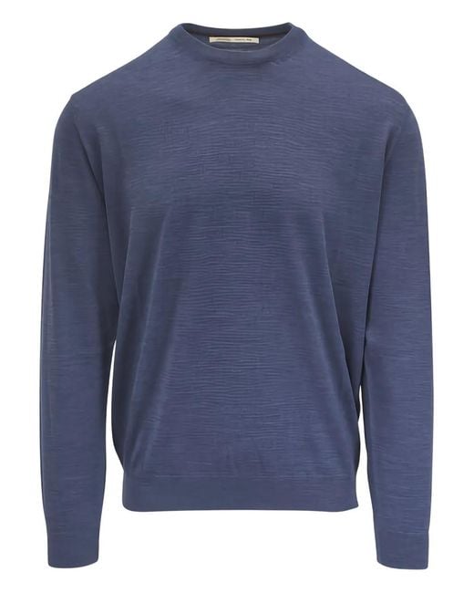 Maurizio Baldassari Blue Crew Neck Sweater for men