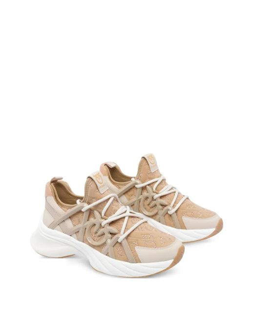 Pinko Natural Ariel Logo-Detail Lace-Up Sneakers