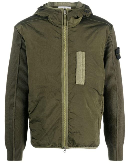 Stone Island Green Zip-front Hooded Jacket for men