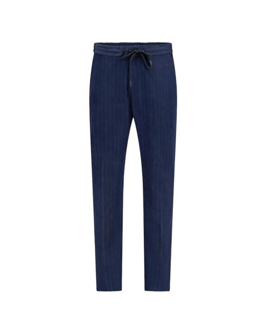 Tombolini Blue Drawstring Pinstripe Trousers for men