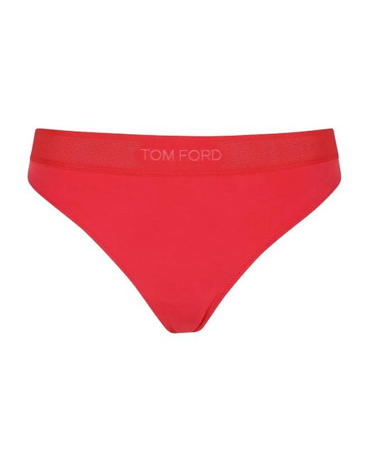 Tom Ford Red Logo-Embellished Thong