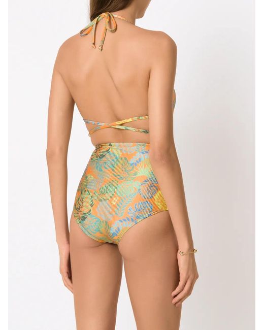 Amir Slama Yellow Bikini Imprimé À Taille Haute