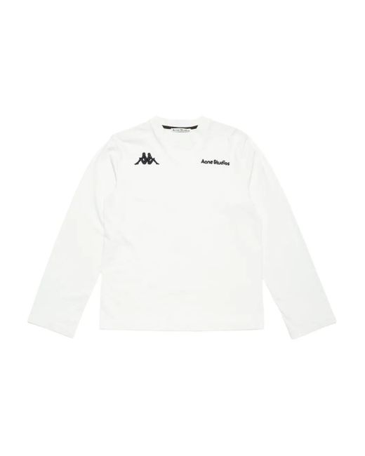 Acne White Long Sleeve Logo T-Shirt