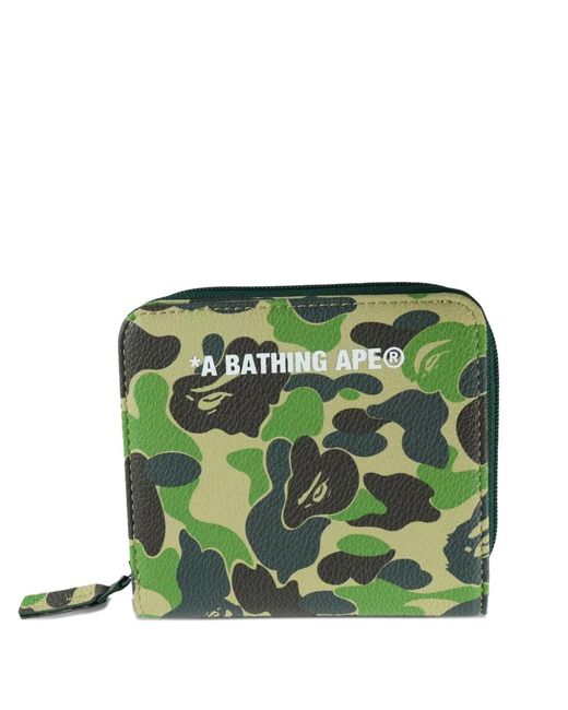 A Bathing Ape Green Mini Abc Camo Wallet for men