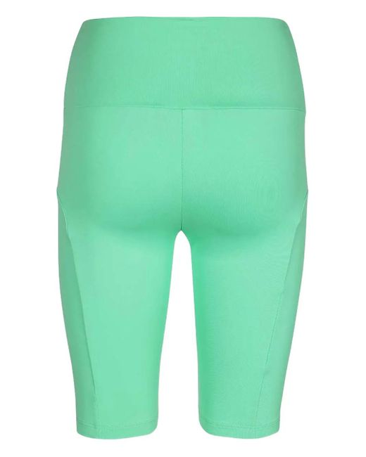 MSGM Green Logo-Print High-Waist Shorts