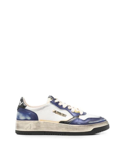 Autry White Distressed-Effect Leather Sneakers