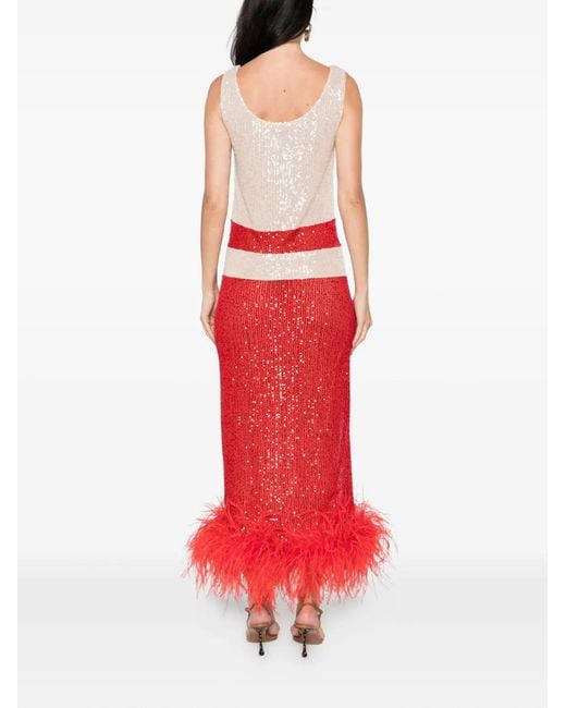 Atu Body Couture Red Sequins-Embellishment Midi Dress