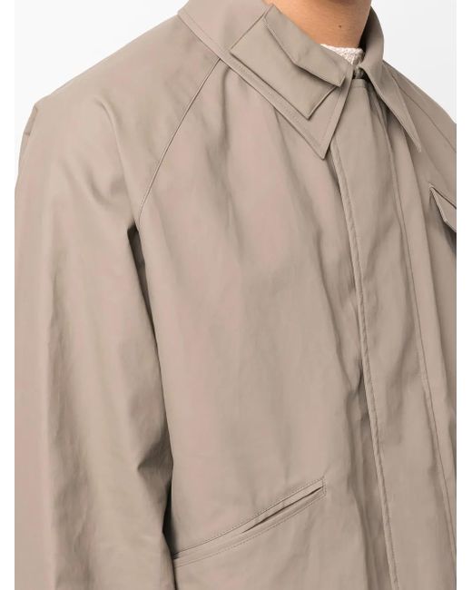 Fendi Brown Asymmetric-Hem Shirt Jacket for men