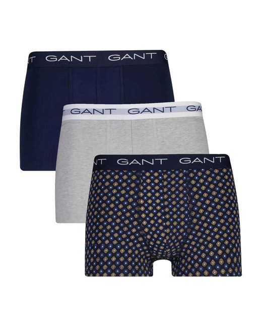 Gant Blue Geometric Print Trunk (Pack Of Three) for men