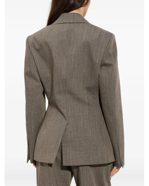 Rohe Gray Double-Breasted Slub-Texture Blazer