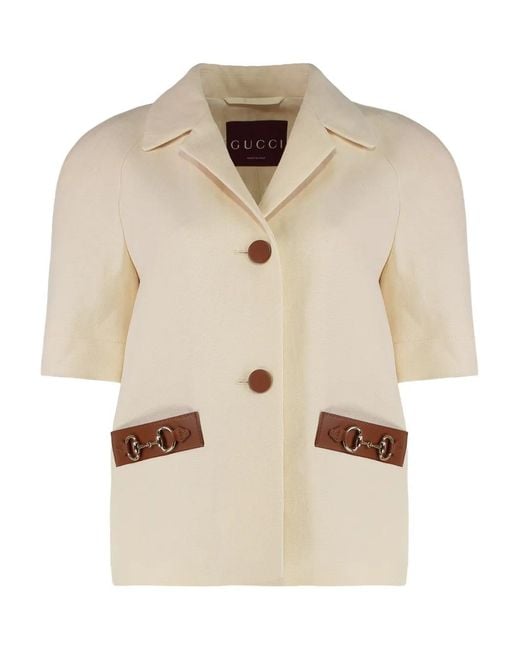 Gucci Natural Blazer mit Horsebit-Detail