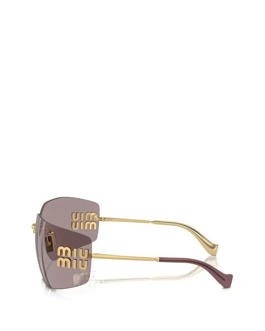 Miu Miu Pink Logo Square-Frame Sunglasses