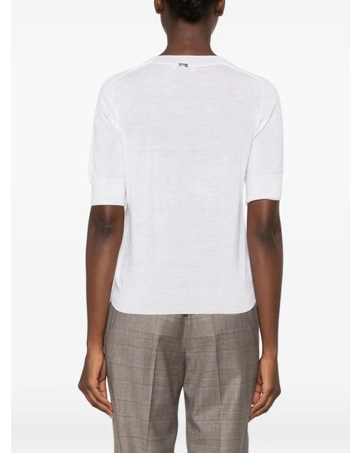 Herno White Short-Sleeve Knitted T-Shirt