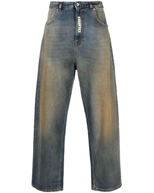 MSGM Blue Mid-rise Wide-leg Jeans for men