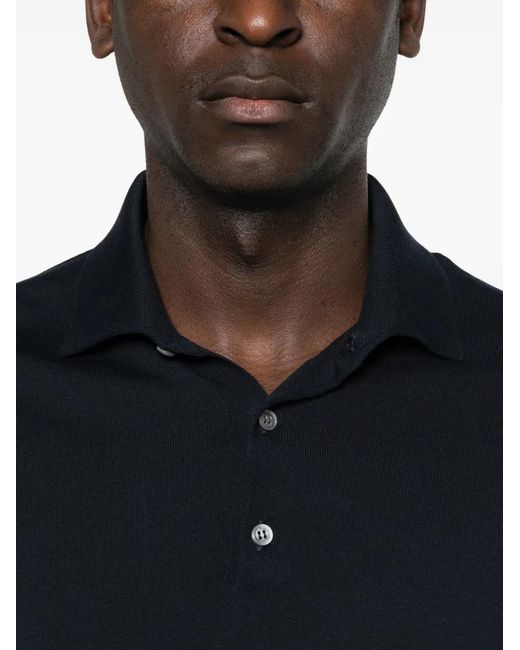 Lardini Black Button Polo Shirt for men