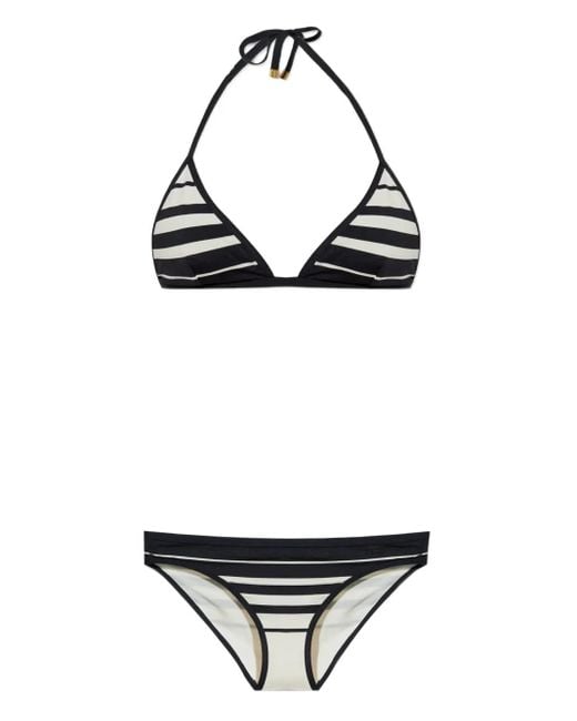 Tom Ford White Striped Triangle-Cup Bikini