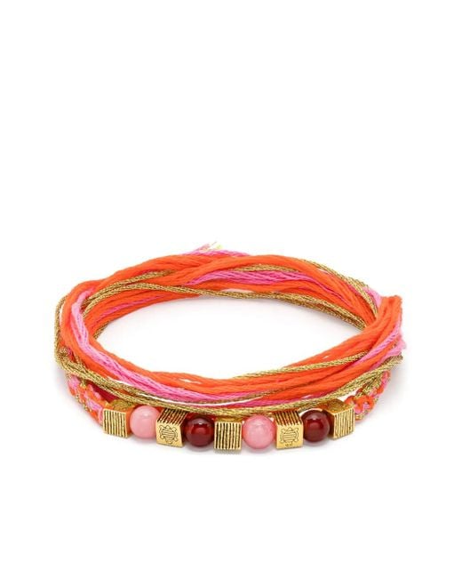 Aurelie Bidermann Red Honolulu Macramé Bracelet