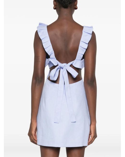 Zimmermann Blue Ruffled Cut-Out Mini Dress