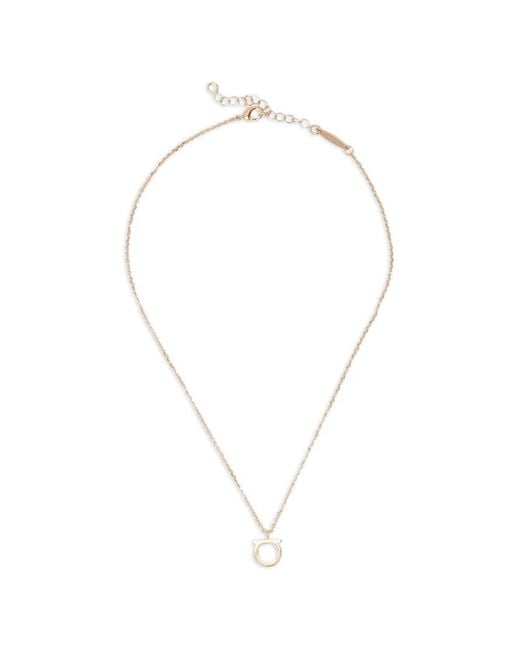Ferragamo White Gancini Charm Necklace