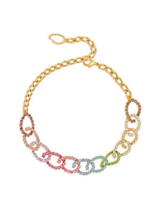 Oscar de la Renta Metallic Embellished Chain Necklace