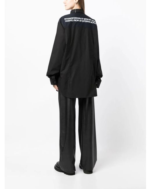 Raf Simons Black Embroidered Lettering Cotton Shirt