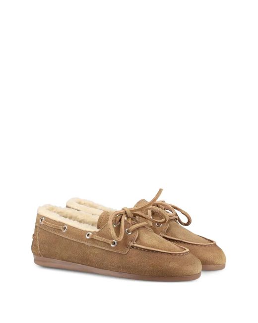 POSA Brown Chaussures Bateau À Doublure En Peau Lainée