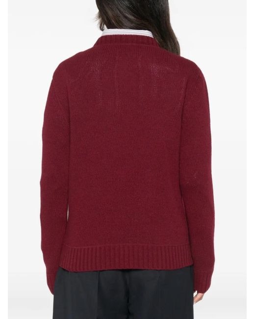 Prada Red Logo-Intarsia Sweater