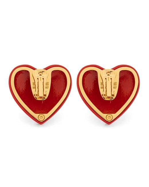 Moschino Red Heart-Motif Clip-On Earrings