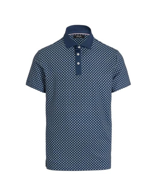 Ralph Lauren Blue Geometric-Print Polo Shirt for men