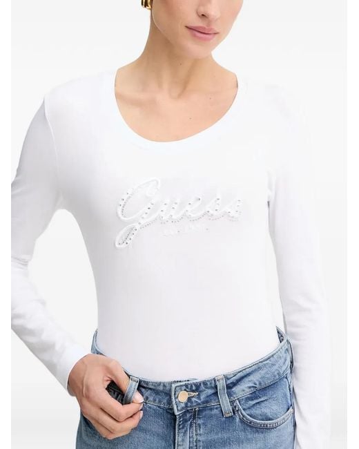 Guess White Long-Sleeve T-Shirt