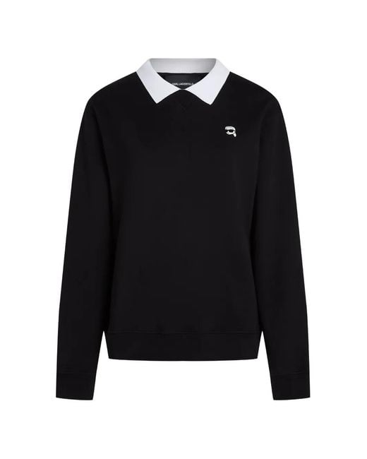 Karl Lagerfeld Black Ikon Collar Sweatshirt