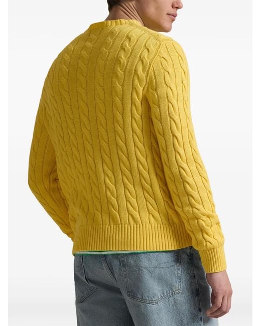 Polo Ralph Lauren Yellow Cable-Knit Embroidered Sweater for men