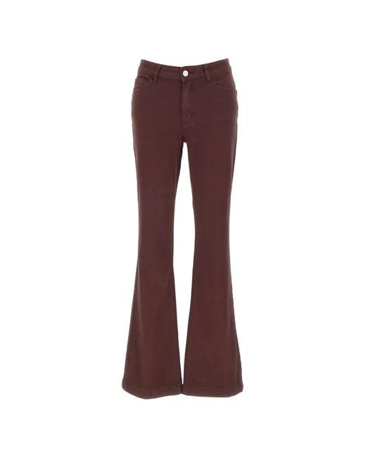 Elena Miro Purple Flare-Leg Five-Pocket Jeans