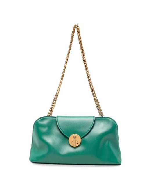 Versace Green Small Logo-Plaque Leather Shoulder Bag