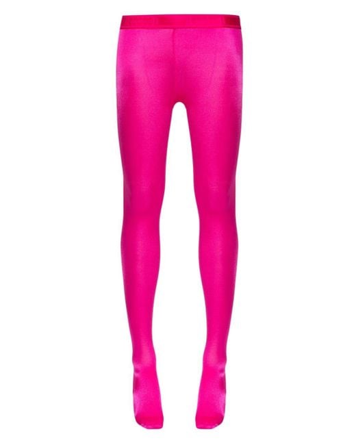 Wolford Pink Satin De Luxe Logo-waistband Tights