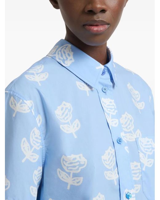 Marni Blue Sprayed Rose Shirt
