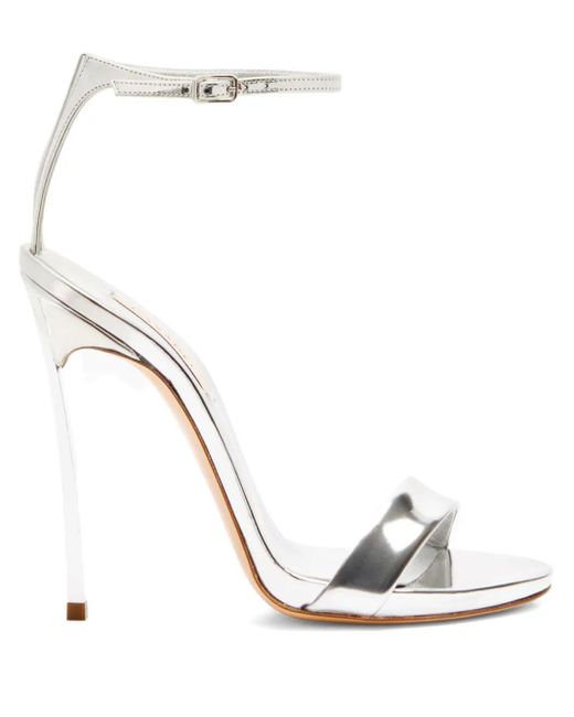 Casadei White 120Mm Metallic Heeled Sandals