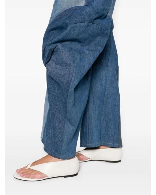 Anni Salonen Blue Patchwork Ruffled Jeans