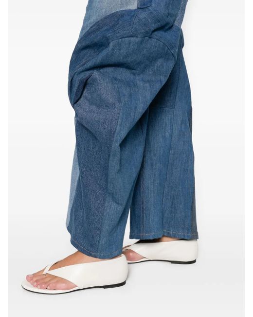 Anni Salonen Blue Patchwork Ruffled Jeans