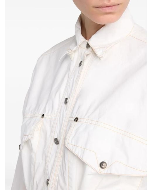Versace White Contrast-Stitch Shirt Mini Dress